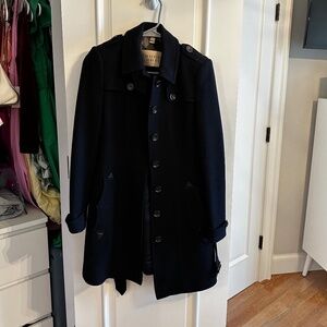 Burberry Kensington Wool and Cashmere Trench Coat - Black - Size 4